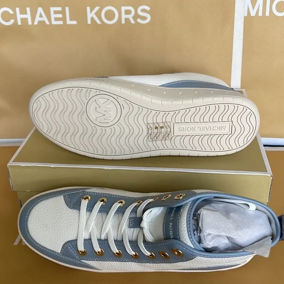 MICHAEL KORS
SHEA MID HIGH TOP
FAUX LEATHER
49F3SHFESL
PALE BLUE 
NEW - Picture 7 of 16